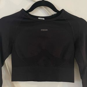 Cropped Black Gymshark Long Sleeve Workout Top